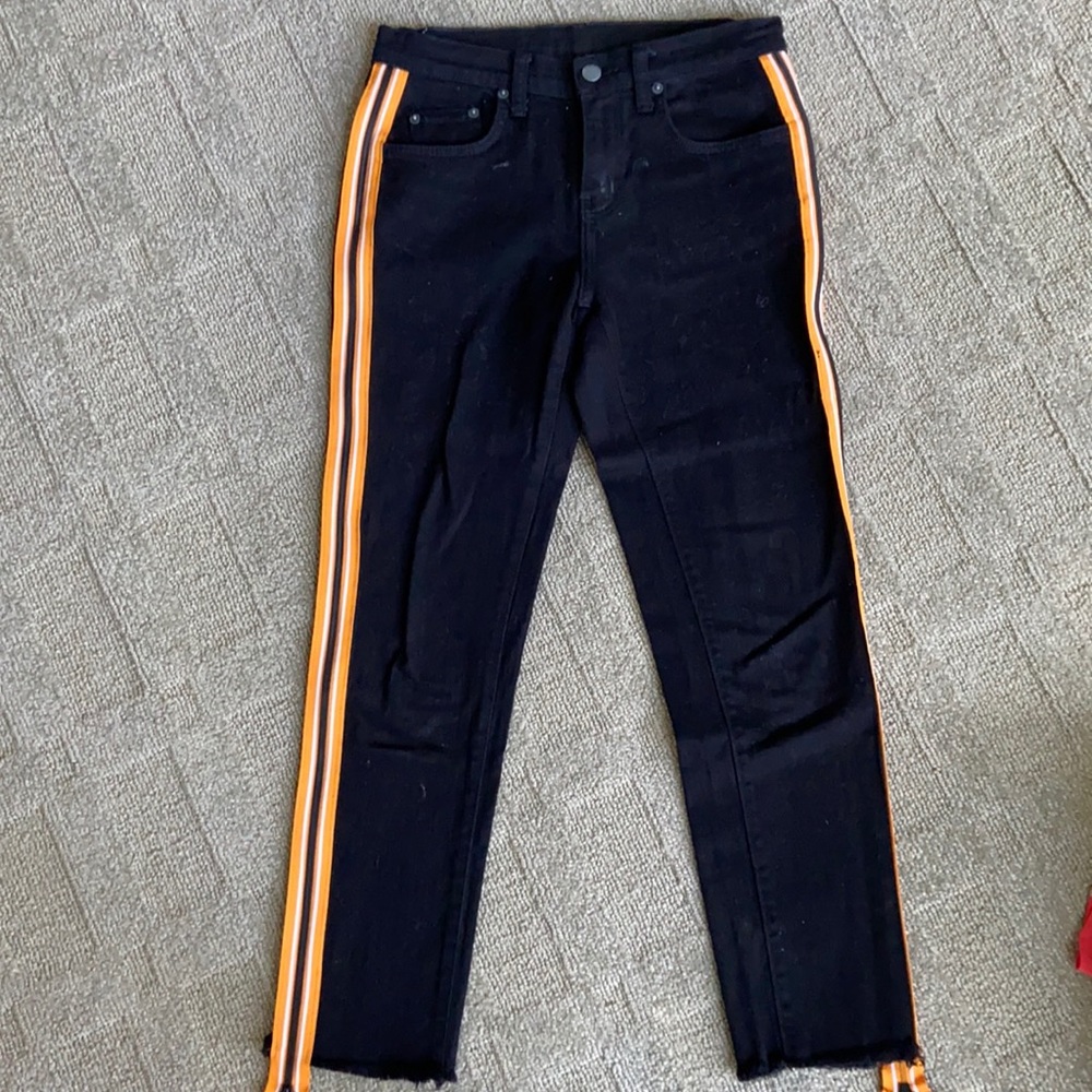 CARMAR black denim with zippers down side